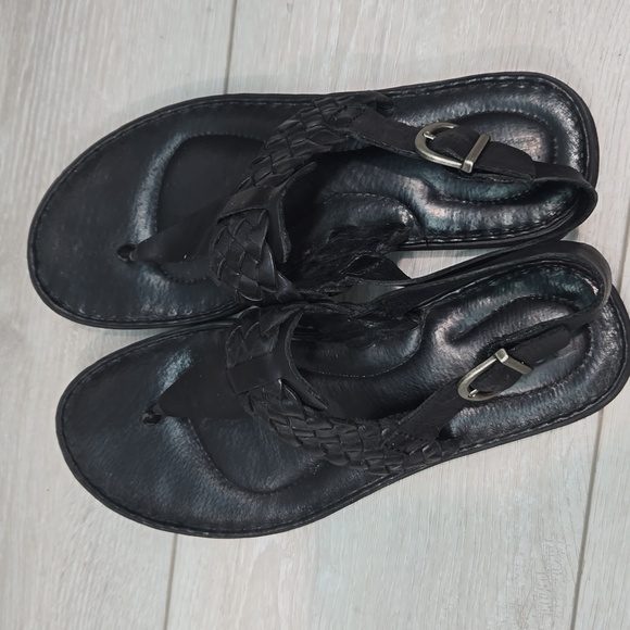 Born Women T strap Thong Leather Sandals Flats shoes sz 7M - Picture 4 of 9